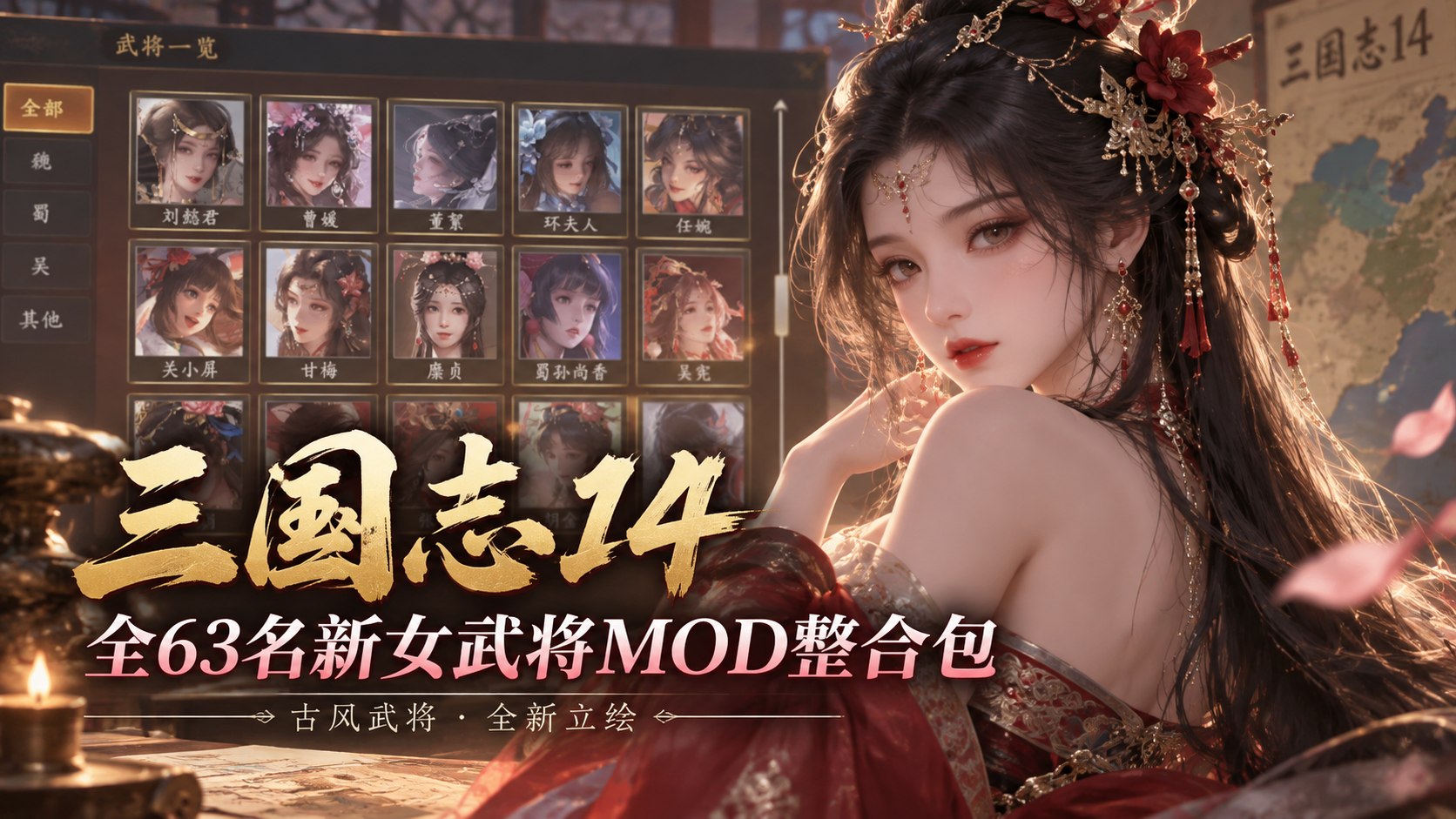 《三国志14》全63名新女武将Mod整合包-喵沐资源站
